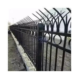 Black Powder-Coated Decorative Wrought Iron Garden Garrison Steel Fence