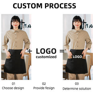 Usine en gros imperméable à l'eau toile résistant à l'huile demi tablier essuyer les mains Logo personnalisé tablier <span class=keywords><strong>maison</strong></span> cuisine tablier - Product Image 3