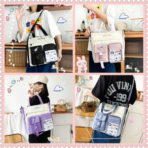 Sac fourre-tout en toile grande capacité avec fermeture éclair, imprimé lettres, pour collégiennes et femmes, personnalisable, livraison directe - Product Image 6