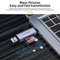 FEIXUAN, superventas, lector de tarjetas TF/SD 2 en 1 personalizado, aleación de aluminio, USB 3,0, 5Gbps, lectores de tarjetas para teléfonos móviles, dispositivos tipo C