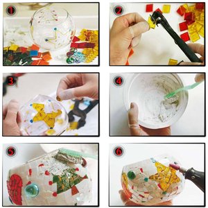 Portavelas de luz de té, frascos de vidrio de mosaico hechos a mano, candelabro romántico para hacer velas - Product Image 5