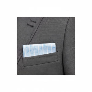 Blazer à col plié en lin bleu à rayures blanches, prêt à porter, avec pochette de poche pour homme adulte, taille unique - Product Image 2