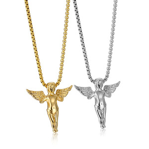 Di fabbrica su ordine all'ingrosso 316L in acciaio inox oro argento dei monili del bambino di angelo del pendente - Product Image 2