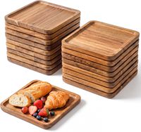 Plateau de service personnalisé avec logo, en bois d'acacia écologique, fait main, durable, gravé, 8 pouces carré, pour les plats et les collations de fête