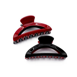 Moda 9cm dos colores en forma de media luna hueco acetato pinzas para el cabello creativo rojo y negro empalme garra <span class=keywords><strong>Clips</strong></span> diseño de pinza para el cabello - Product Image 1