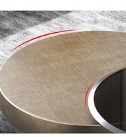 Table basse ronde moderne de luxe italienne multifonctionnelle avec plateau en bois et structure en acier inoxydable, ensemble de meubles pour salon