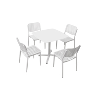 de 5 fauteuils de salle à manger Mobilier d'extérieur Jardin Café Corde Aluminium Hauteur réglable Table carrée et 4 chaises