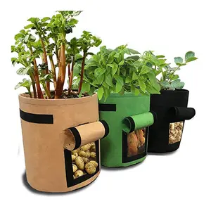 10加仑马铃薯植物种植袋充气毛毡织物盆带手柄重型种植袋