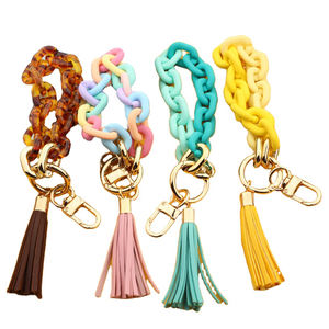 LLavero de eslabones acrílicos Chainlink Wristlet llavero pulseras brazalete llavero enlace con borla nuevo regalo de moda para su mujer chica - Product Image 1