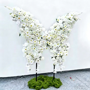 Panneau mural floral papillon blanc, fleurs artificielles mélangées en mousse PE, fait main, décoration de mariage classique, réutilisable, recyclable - Product Image 1