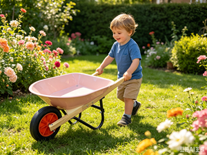 Carriola per Bambini, Resistente Carriola e Attrezzi da Giardino per Bambini, Giocattolo da Esterno per Età 3+ - Product Image 5