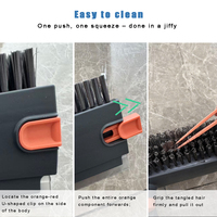 Brosse de nettoyage de sol 3-en-1 à long manche avec raclette à poils durs et raclette intégrée pour la vente en gros