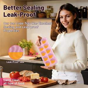 Bac à glaçons en silicone en forme de cœur avec couvercle, empilable, pour la cuisine à domicile - Product Image 4