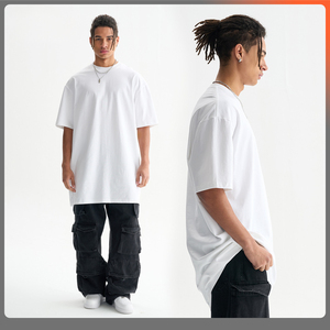 Casual 260 grammes 100% coton grande taille hommes é<span class=keywords><strong>t</strong></span>é surdimensionné <span class=keywords><strong>Robe</strong></span> <span class=keywords><strong>T</strong></span>-<span class=keywords><strong>Shirt</strong></span> longue longueur tissu tissé avec motif imprimé formel - Product Image 3