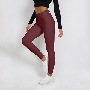 <span class=keywords><strong>Pantalon</strong></span> d'équitation pour femmes pleine couleur <span class=keywords><strong>pantalon</strong></span> d'équitation siège complet poche latérale culotte équestre 4 voies Stretch Leggings d'équitation pour dame - Product Image 3