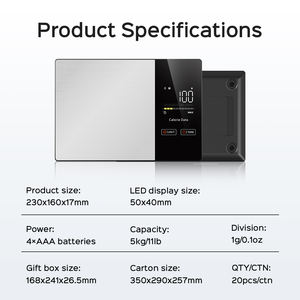 Báscula de Cocina Electrónica Digital de Precisión de <span class=keywords><strong>Acero</strong></span> Inoxidable Personalizada de 5 kg, Calculadora Nutricional Multifunción para Medir <span class=keywords><strong>el</strong></span> <span class=keywords><strong>Peso</strong></span> - Product Image 1