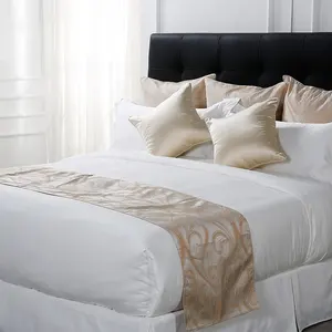 Set seprai mewah Linen Hotel mode kualitas tinggi dekorasi ranjang dengan rok tempat tidur pelari