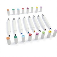 Lot de marqueurs double pointe monochromes pour étudiants, idéal pour la peinture et l'aquarelle, papeterie créative, avec logo personnalisable