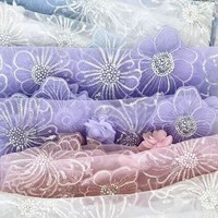 Tela de Encaje Acrílico Tridimensional Más Vendida, Intrincadamente Adornada con Lentejuelas Multicolores y Cuentas Bordadas, para Vestido de Novia