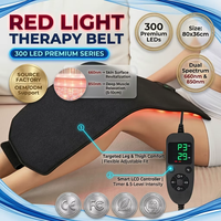 Cinturón de Terapia de Luz Roja Infrarroja con 300 LED Certificado por ISO, Almohadilla Extra Grande para Uso en Cintura, Hombro y Pierna