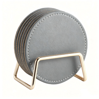 Sous-verres ronds en cuir PU écologique de 3 mm d'épaisseur avec logo personnalisé, design moderne, set de sous-plats et de tapis de table
