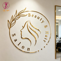 Letrero Luminoso Dorado con Espejo, Letrero Acrílico Personalizado, Luz de Pared 3D, Adhesivo Decorativo con Logotipo, Letrero LED con Letras para Salón de Belleza