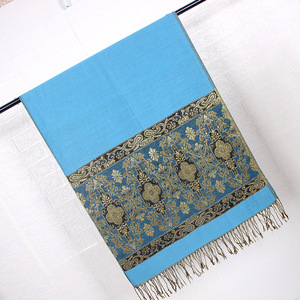 Women's 100% Polyester Jacquard <strong>Pashmina</strong> Shawl Cross <strong>Paisley</strong> Flowers Pattern Winter <strong>Scarf</strong> for Autumn Season - Product Image 2