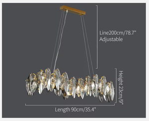 Lustre en cristal K9 gris fumée rectangulaire de luxe moderne Éclairage de taille moyenne pour salle à manger - Product Image 5