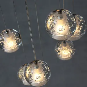 JYLIGHTING – lustre boule de cristal, lampe suspendue boule de bulles, Villa, escaliers, éclairage G4 boule de verre, lampe suspendue longue