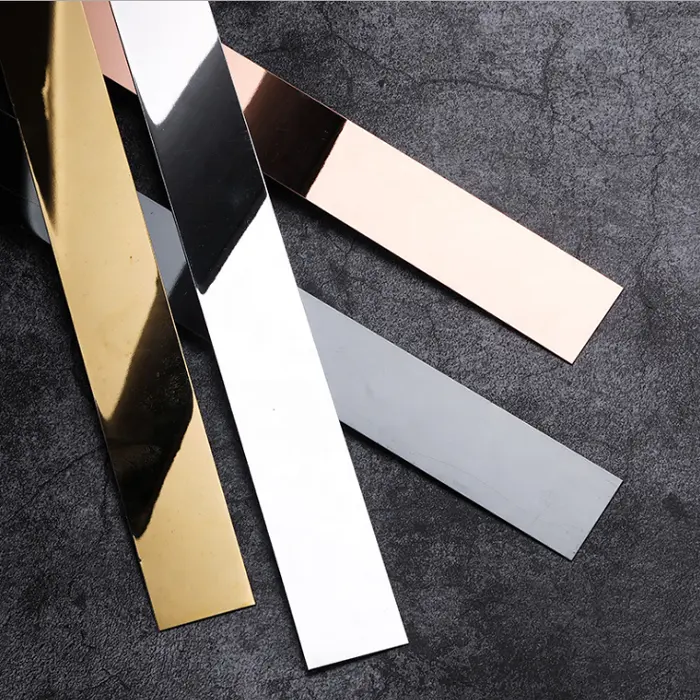 YDX High Quality Hot Selling Shiny Brass Stainless Steel Tile Trim Metal Wall Flat Strips For Decoration