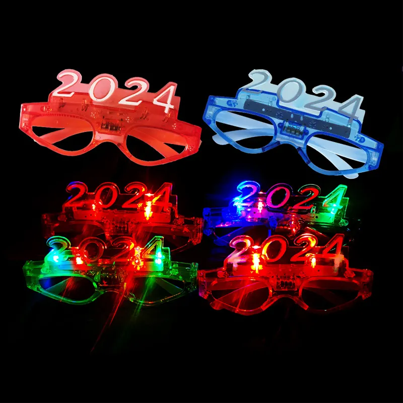 2024 lunettes LED allument des lunettes de décoration de fête rougeoyante pour la fête de célébration du nouvel an