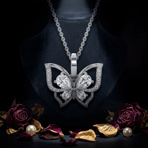 Magnifique pendentif papillon en diamant de laboratoire certifié IGI, plaqué or, argent sterling 925, accessoire de mode tendance pour femme, usage quotidien - Product Image 4