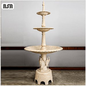Fontana a tre livelli in ghisa BSA con scultura a gru, beige antico, fontana d'acqua in metallo per giardino esterno europeo - Product Image 1