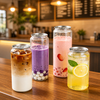 Boîtes transparentes en PET de haute qualité, fabriquées en Chine, avec couvercles à ouverture facile pour jus, café, lait, thé, boissons gazeuses, emballage en plastique.