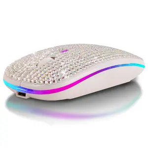 Crystal Rhinestone mouse computer accessories electronic gift seven color luminescent diamond embedded wired mouse