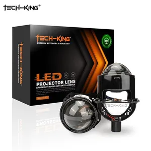 Tech-King ไฟหน้าโปรเจคเตอร์ A2-2.5นิ้ว11000LM LED ไฟหน้ารถ100วัตต์ใกล้และไกลชุดติดตั้งไฟหน้าเลนส์ Fisheye