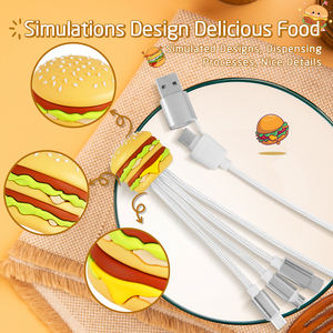 Câble de charge 4 en 1 pour téléphone portable, design alimentaire, frites, universel, multi-interface, dessin animé, USB type C, câble de charge 4 en 1 - Product Image 5