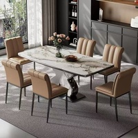 Chaise de salle à manger italienne de luxe léger, style nordique moderne, avec revêtement en cuir et structure métallique pour la maison et la restauration