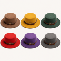 Chapeau Fedora en feutre de laine avec logo personnalisé, vente en gros, fabrication usine, ceinture décorative, large bord plat, unisexe, pour usage quotidien, fêtes et occasions formelles, couronne haute