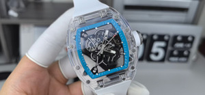 Hot-selling, Fashionable, Custom-made High-quality 055 Crystal Blue Transparent <b>Skeleton</b> Tourbillon <b>Automatic</b> Mechanical <b>Watch</b> - Product Image 2