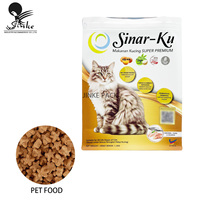 Sachet à fond plat imprimé sur mesure pour aliments pour animaux de compagnie, scellé sur huit côtés, avec fermeture éclair, pour l'emballage de croquettes et friandises pour chats et chiens