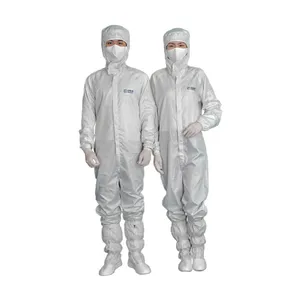 洁净室使用保护性舒适隔离防静电静电连身衣，适用于电子工厂