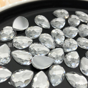 Acrylic Rhinestone Teardrop 16 Facets Transparent White Flat <b>Back</b> For DIY Shoes Bags Clothing Wedding Dresses - Product Image 1