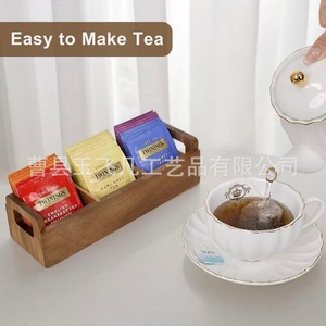 Solid Wood <b>Tea</b> Bag <b>Box</b> Rectangle 6.6cm Storage Organizer For <b>Tea</b> Room Office Use - Product Image 4