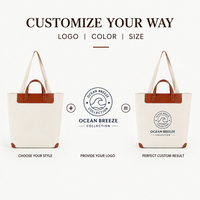 Sac fourre-tout en toile grande capacité avec bordure contrastée et doubles poignées pour emballage personnalisé, vente au détail, shopping et transport quotidien