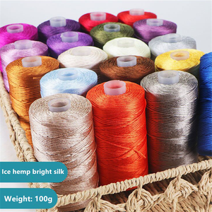 Hilo Textil <span class=keywords><strong>de</strong></span> Lana Tejido a Mano para Verano, Hilo Fino <span class=keywords><strong>de</strong></span> Seda <span class=keywords><strong>de</strong></span> Hielo con Seda Brillante Hueca para <span class=keywords><strong>Punto</strong></span> <span class=keywords><strong>de</strong></span> <span class=keywords><strong>Cruz</strong></span> y Costura, Envoltura para Sombreros y Cojines - Product Image 2