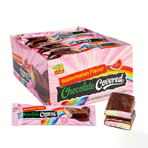 卸売フルーティーなスイカ味のチョコレートで覆われたマシュマロキャンディー（詰め物入り、袋詰め） - Product Image 1