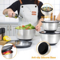 Vente en gros bols à mélanger personnalisés en acier inoxydable ensemble avec couvercle transparent bols de rangement personnalisables de service