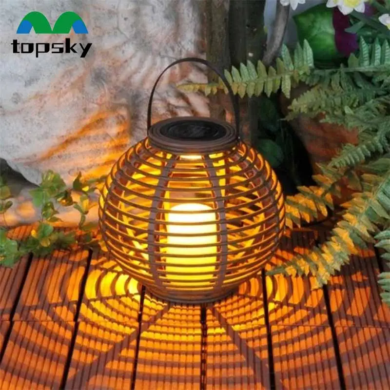 Solar LED hot new products garden lights led solar outdoor lantern with plastic candle lamp.