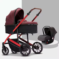 Landau 3-en-1 avec siège de voiture Poussette rotative à 360 ° pour bébé à haute vue Système de voyage tout-en-un avec siège de voiture